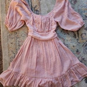 Phortric Womens Tie Back Summer Dress Square Neck Long Lantern Sleeve